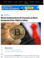 Bitcoin Underperforms US Treasuries as Investors Seek Safer Assets