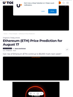 Ethereum (ETH) Price Prediction for August 17 - U.Today
