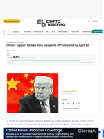 China's support for Iran dims prospects of Trump visit by April 30