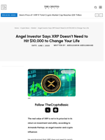 Angel Investor Says XRP Doesn’t Need to Hit $10,000 to Change Your Life