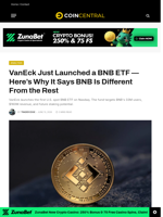VanEck Just Launched a BNB ETF — Here's Why It Says BNB Is Different From the Rest - CoinCentral