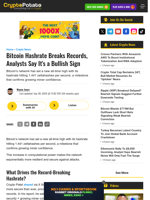 Bitcoin Hashrate Breaks Records, Analysts Say It's a Bullish Sign