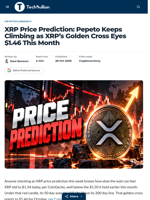 XRP Price Prediction: Pepeto Keeps Climbing as XRP's Golden Cross Eyes $1.46 This Month - TechBullion