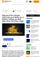 Bitcoin ETFs Break 2025 Record With $1.2 Billion Inflow as BTC Hits New All-Time High – Markets and Prices Bitcoin News