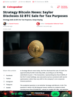 Strategy Bitcoin News: Saylor Discloses 32 BTC Sale