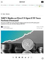 XRP Climbs as First US Spot ETF Sees Serious Demand - Decrypt