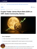 Crypto Trader James Wynn Bets $25K on XRP, Seeks Community Advice 