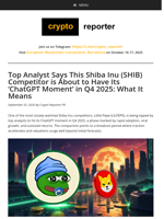 Top Analyst Says This Shiba Inu (SHIB) Competitor is About to Have Its ‘ChatGPT Moment’ in Q4 2025: What It Means
