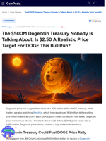 The $500M Dogecoin Treasury Nobody Is Talking About, Is $2.50 A Realistic Price Target For DOGE This Bull Run?