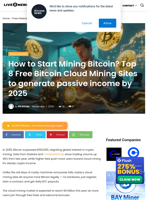 How to Start Mining Bitcoin? Top 8 Free Bitcoin Cloud Mining Sites to generate passive income by 2025 | Live Bitcoin News