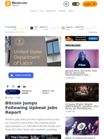 Bitcoin Jumps Following Upbeat Jobs Report – Markets and Prices Bitcoin News