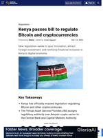 Kenya passes bill to regulate Bitcoin and cryptocurrencies