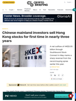 Chinese mainland investors sell Hong Kong stocks for first time in nearly three years