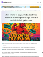 Best crypto to buy now: find out why Remittix is leading the charge over Sui and Chainlink price rises - CoinJournal