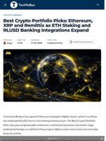 Best Crypto Portfolio Picks: Ethereum, XRP and Remittix as ETH Staking and RLUSD Banking Integrations Expand - TechBullion