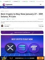 Best Crypto to Buy Jan 27: XRP, Solana & Pi Coin in 2026 Now