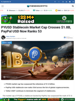 PYUSD Stablecoin Market Cap Crosses $1.8B, PayPal USD Now Ranks 53 - TheNewsCrypto