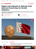 Ripple Expands to Bahrain via Fintech Bay for RLUSD Push