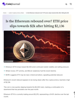 Is the Ethereum rebound over? ETH price slips towards $2k after hitting $2,136 - CoinJournal