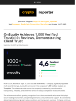 OnEquity Achieves 1,000 Verified Trustpilot Reviews, Demonstrating Client Trust