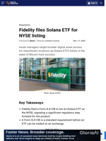 Fidelity files Solana ETF for NYSE listing