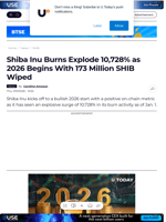Shiba Inu Burns Explode 10,728% as 2026 Begins With 173
Million SHIB Wiped