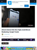 Altcoin Interest Hits New Highs Amid Bitcoin Weakening: Google Trends