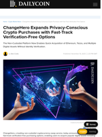 ChangeHero Expands Verification-Free Crypto Purchases with Fast-Track Options - DailyCoin