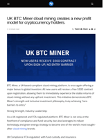 UK BTC Miner cloud mining creates a new profit model for cryptocurrency holders. - Visionary Financial