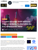 Crypto Whales Shift Millions From Cardano To Remittix As Key Milestones Near | Live Bitcoin News