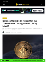 Binance Coin (BNB) Price: Can the Token Break Through the $915 Key Level? - CoinCentral