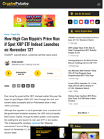 How High Can Ripple's Price Run if Spot XRP ETF Indeed Launches on November 13?