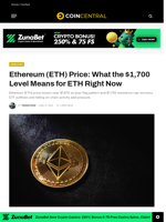 Ethereum (ETH) Price: What the $1,700 Level Means for ETH Right Now - CoinCentral