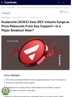 Avalanche (AVAX) Sees DEX Volume Surge as Price Rebounds From Key Support—Is a Major Breakout Near?