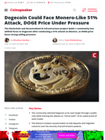 Dogecoin Faces 51% Attack Threat, Price Under Pressure