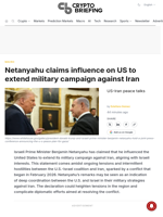 Netanyahu claims influence on US to extend military campaign against Iran
