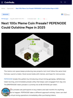 Next 100x Meme Coin Presale? PEPENODE Could Outshine Pepe in 2025