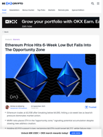 Ethereum Price Hits 6-Week Low, But Here Lies An Opportunity