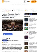 House Passes Clarity Act in Stunning 294-134 Vote – News Bytes Bitcoin News