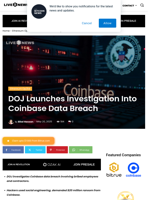 DOJ Launches Investigation Into Coinbase Data Breach | Live Bitcoin News