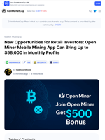 New Opportunities for Retail Investors: Open Miner Mobile Mining App Can Bring Up to $58,000 in Monthly Profits: Guest Post by ItsBitcoinWorld | CoinMarketCap