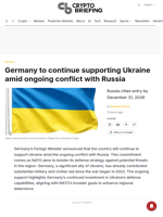 Germany to continue supporting Ukraine amid ongoing conflict with Russia