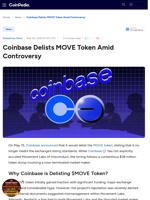 Coinbase Delists MOVE Token Amid Controversy