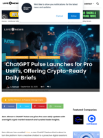 ChatGPT Pulse Launches for Pro Users, Offering Crypto-Ready Daily Briefs | Live Bitcoin News