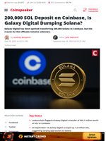Galaxy Digital Solana Dump? 200K SOL Hits Coinbase