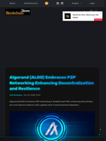 Algorand (ALGO) Embraces P2P Networking Enhancing Decentralization and Resilience - Blockchain.News