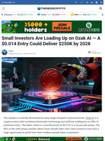 Small Investors Are Loading Up on Ozak AI — A $0.014 Entry Could Deliver $250K by 2028