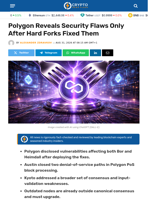 Polygon Reveals Security Flaws Only After Hard Forks Fixed Them - Crypto News Flash