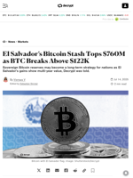 El Salvador’s Bitcoin Stash Tops $760M as BTC Breaks Above $122K - Decrypt