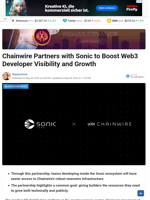 Chainwire Partners with Sonic to Boost Web3 Developer Visibility and Growth - TheNewsCrypto